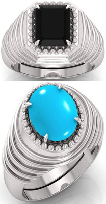 BHAIRAW GEMS Moonstone Stone Silver Adjustable Ring Stainless Steel Ring