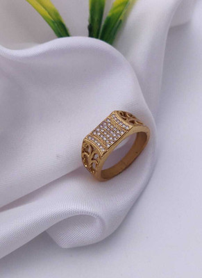 mahi creation Brass, Copper Diamond Gold Plated Ring