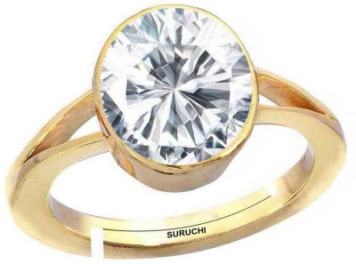 Suruchi Gems & Jewels Zircon/American Diamond 10.25 Ratti or 9.5 Ct Panchdhatu/5 metal Men Adjustable Stone Gold Plated Ring