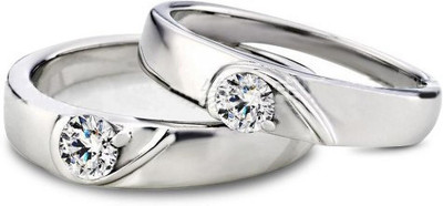 Inori Brass, Stainless Steel, Copper, Brass Cubic Zirconia Rhodium, Silver, Gold Plated Ring Set