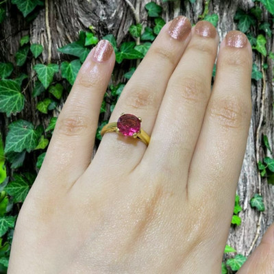 Gemzonite Ruby/Manik Certified Panchdhatu Birthstone/Astrology/Rashi Ratan for Men & Women Brass Ruby Gold Plated Ring