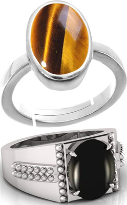 BHAIRAW GEMS Moonstone Stone Silver Adjustable Ring Stainless Steel Ring