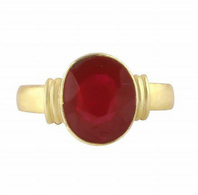 Gemzonite Original Ruby Stone Ring For Women & Men Brass Ruby Gold Plated Ring