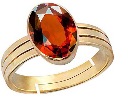 PTM Hessonite (Gomed) 9.25 Ratti or 8.50 Ct Gemstone For Men Five Metal Adjustable Alloy Ring