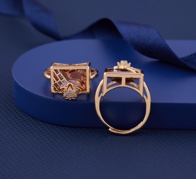 RV Fashion Hub Rv Fashion Rose Gold Ring ForWomen & Girls Copper Diamond Gold Plated Ring