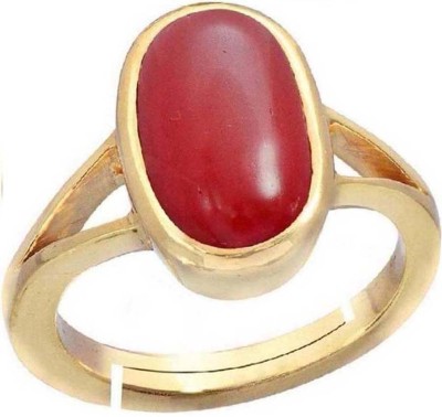 PTM Coral (Munga) Gemstone 7.25 Ratti or 6.5 Ct for Unisex Adjustable (Tamba) Pure Copper Coral Ring