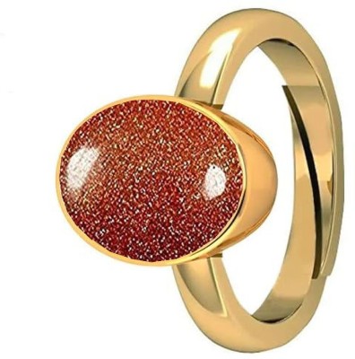 Sidharth Gems 9.25 Ratti 8.00 Crt Natural Sunsitara Ring Panchdhatu Sunstone Adjustable Ring Brass Gold Plated Ring