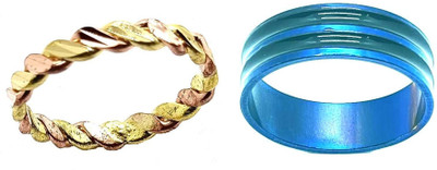 Dynamic Retail Global Set of 2 Rings for Men & Women, Blue-Gold Copper Ring