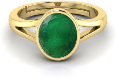 TODANI JEMS Natural 11.25 Ratti Emerald Ring With Lab Certificate Brass Emerald Sterling Silver Plated Ring