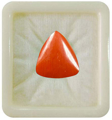 CaratYogi Natural Moonga Loose Gemstone Trillion Shape 2.25 Ratti 2.04 Carat Munga Stone Coral Ring