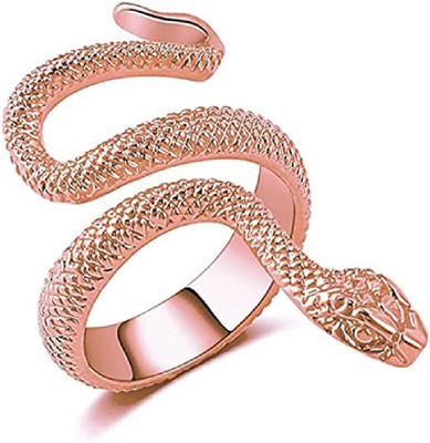 Jewelgenics Adjustable Rose-Gold Snake Finger Ring for Men/Women Alloy Rhodium Plated Ring