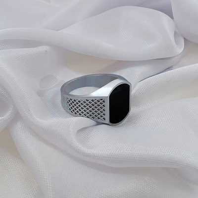 Trinket World Alloy Onyx Silver Plated Ring