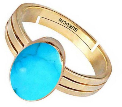 Suruchi Gems & Jewels Turquoise (Firoza) 9.25 Ratti or 8.50 Ct Panchdhatu (5 Metal) Men Adjustable Stone Ring