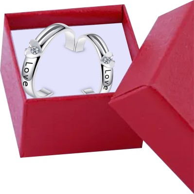 SILVER SHINE Ring for couple adjustable love couple ring for Women & Men Alloy Silver Plated Ring