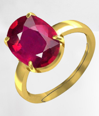 THE UNIQUE KART 4.25 Ratti Burma Ruby Manik Gemstone Ring A1 Quality Stone Ruby Brass Plated Ring