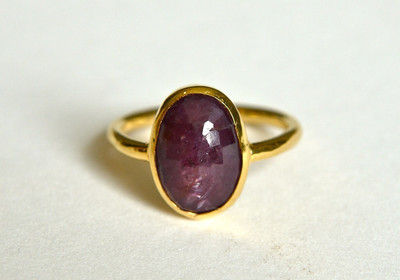 Gemzonite Natural Ruby Ring Stone Ruby Gold Plated Ring