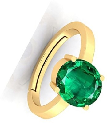 BHAIRAW GEMS 10.25 Ratti Panna AAA Quality Gemstone Purpose For Men Women Brass Emerald Gold Plated Ring