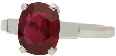 Gemzonite Ruby Ring Certified Manik Astrological Stone Stone Ruby Silver Plated Ring