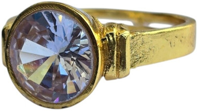 sp gems 7.25 Ratti Zircon Gemstone Ring For Men And Women A++ Quality Brass Zircon Gold Plated Ring