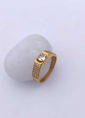 MAME CREATION Gold Plated Diamond Wedding,Partywear ring-141 Brass Diamond Gold Plated Ring