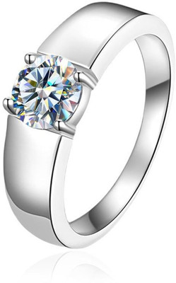 Ceylonmine01 Premium Zircon Men’s Ring with Modern Bold Design and Shiny for Daily Wear Stone Zircon Silver Plated Ring