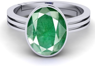 MARATNA 7.25 Ratti Created Emerald Panna Gemstone Adjustable Ring for Men's and Women's Metal Emerald Ring