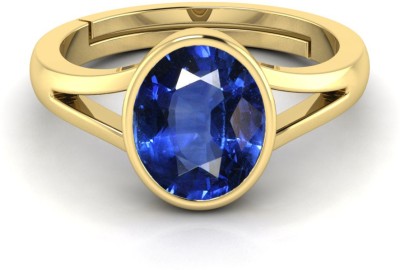 TODANI JEMS Natural 11.25 Ratti Blue sapphire Ring With Lab Certificate Brass Sapphire Sterling Silver Plated Ring