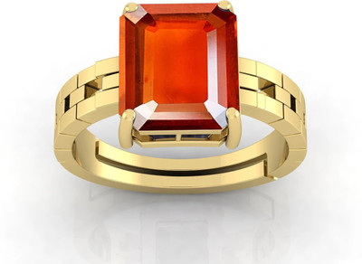 TODANI JEMS 7.25-7.50 Ratti Brown Adjustable Hessonite Garnet/Gomed Ring for Men and Women Brass Garnet Ring