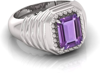 MBVGEMS Amethyst ring 10.00 Carat 11.25 Ratti Katela Ring Size 16-22 for men And Women Brass Amethyst Silver Plated Ring