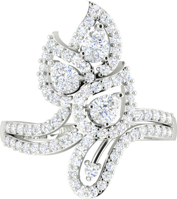 Radha Rani Chaah Sterling Silver Zircon Rhodium Plated Ring