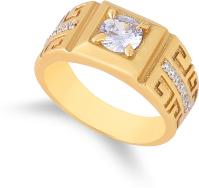 Mahi creations Brass Diamond Gold Plated Ring