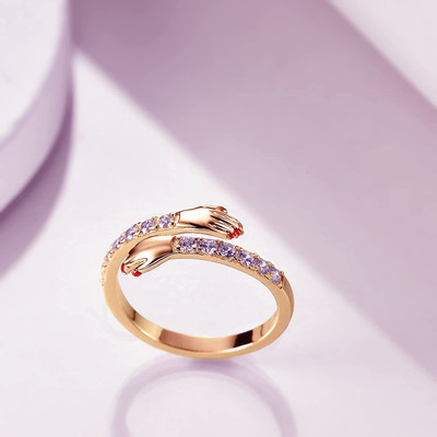 Thrillz Stylish Hug Rings For Women AAA CZ Adjustable Finger Hug Ring For Women Girls Alloy Cubic Zirconia Gold Plated Ring