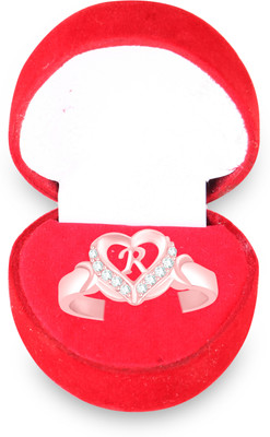 MEENAZ R Valentine Gift For Girlfriend Heart Rose Gold Ring For Women Girls Gift ladies Alloy, Metal, Copper, Crystal, Stone, Sterling Silver Crystal, Zircon, Cubic Zirconia, Diamond Gold Plated Ring Set