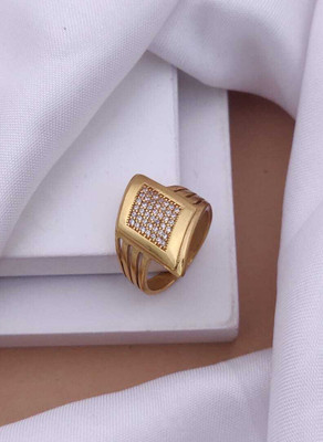 GKKAKADIYA Gold Plated Diamond Wedding,Partywear ring-109 Brass Diamond Gold Plated Ring