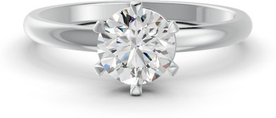 forever jewels 4Ct Round Cut Moissanite Women 6 Prong Solitaire Ring 14K White Gold Plated Sterling Silver Gold Plated Ring