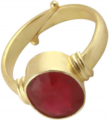 Gemzonite Ruby Manik Panchdhatu Astrology Ring for Men & Women Brass Ruby Gold Plated Ring