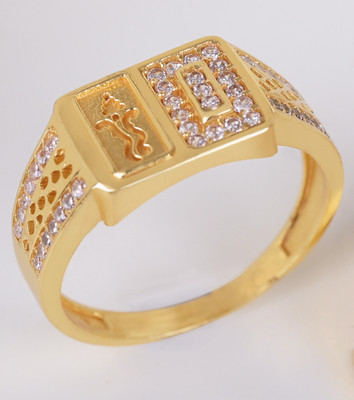 GORASH CREATION Brass Cubic Zirconia Gold Plated Ring