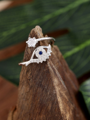 DIAVO The Evil-Eye Minimal Silver Ring Sterling Silver Cubic Zirconia Sterling Silver Plated Ring