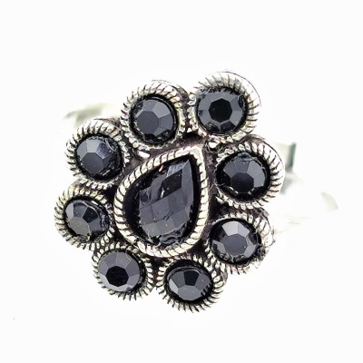 Yash Jewels Emporium Silver Plated Adjustable Oxidized Brass Ring For Women And Girls Brass Silver Plated Ring