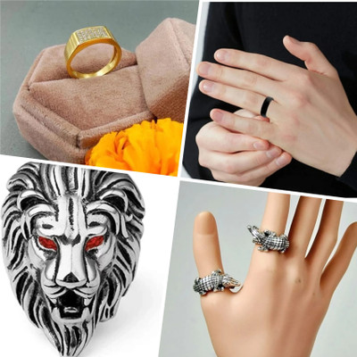 JMAATRCHAAYA Stylish Rings Alloy Gold, Titanium, Sterling Silver Plated Ring Set