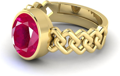 TODANI JEMS 9.25 Ratti Natural Certified Ruby Manik Gemstone Panchdhatu Ring Brass Ruby Ring