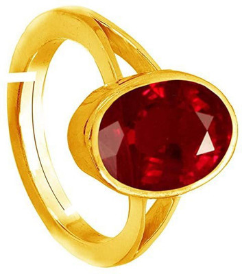 SIDHGEMS 9.25 Ratti 8.25 Carat Natural Ruby Stone Manik Ring Brass Ruby Gold Plated Ring