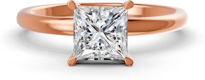 forever jewels 4Ct Princess Cut Real Moissanite Claw Prong Solitaire Ring 14K Gold Plated Sterling Silver Moissanite Sterling Silver Plated Ring