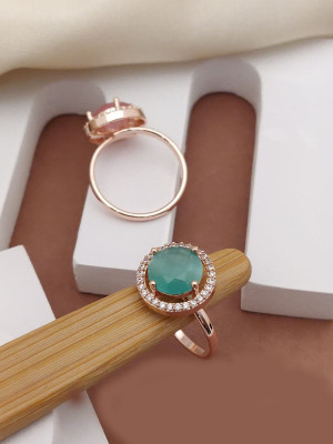 sakariya imitation Brass Emerald Copper Plated Ring