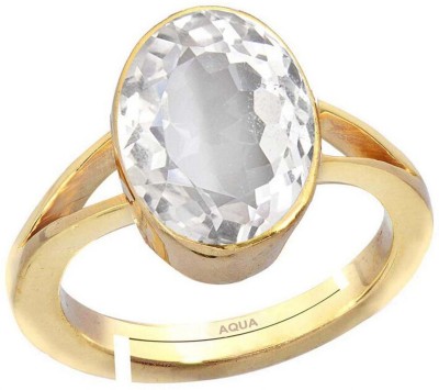 AQUAGEMS Natural White Topaz 7.25 Ratti or 6.5 Ct Gemstone For Men Five Metal Adjustable Alloy Ring