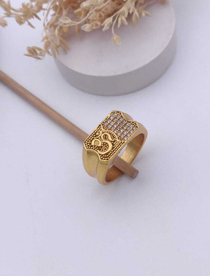 mahi creation Brass, Copper Diamond Gold Plated Ring