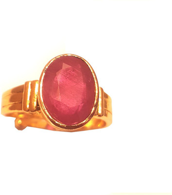Gemzonite Original Ruby Stone Ring For Women & Men Brass Ruby Gold Plated Ring