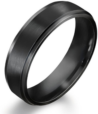 Ruhi Collection Stainless Steel Ring Black Titanium Band Matty for Men (Size-21) Stainless Steel Ring