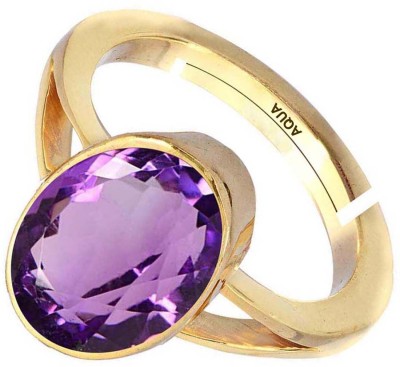 AQUAGEMS Amethyst (Kathela) 3.25 Ratti or 3 Ct Gemstone for Women 5 Metal Adjustable Alloy Ring