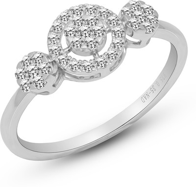 new age dimoands 2 Ct Lab Diamond Trio Design IGI, VS1 Solitaire Statement Ring in 92.5 Silver Silver Silver, Palladium Plated Ring